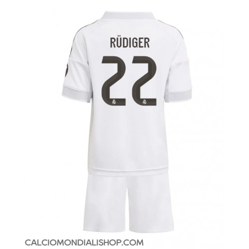 Maglie da calcio Real Madrid Antonio Rudiger #22 Prima Maglia Bambino 2025-26 Manica Corta (+ Pantaloni corti)